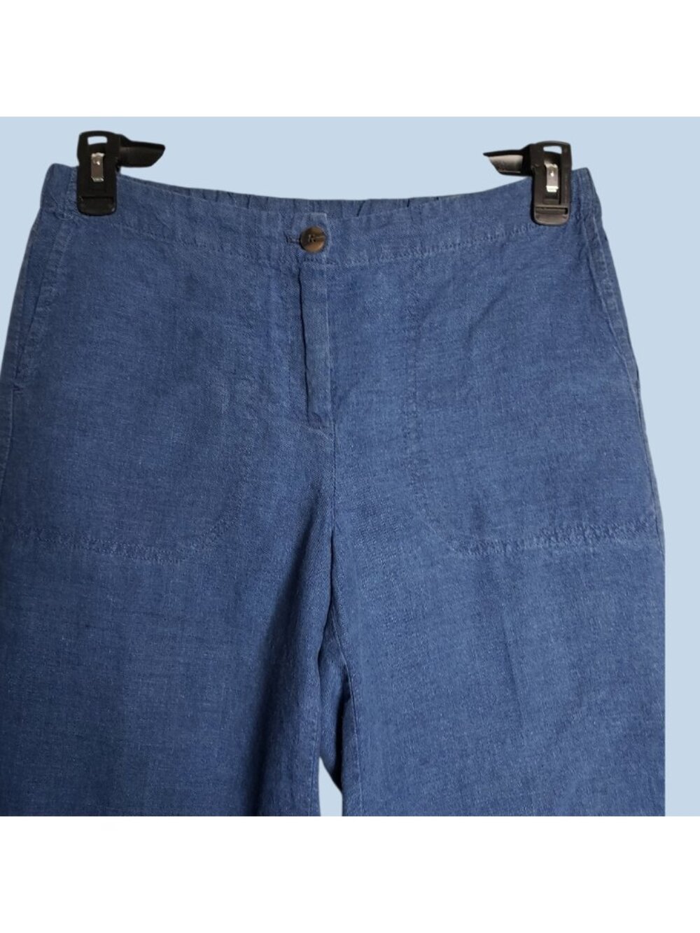 J.Jill Love Linen Wide-Leg Crop Pants Blue  Petite Small - Picture 6 of 14